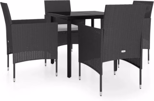 Set da Pranzo da Giardino 5 pz | Set Salotto da Giardino con Cuscini Nero