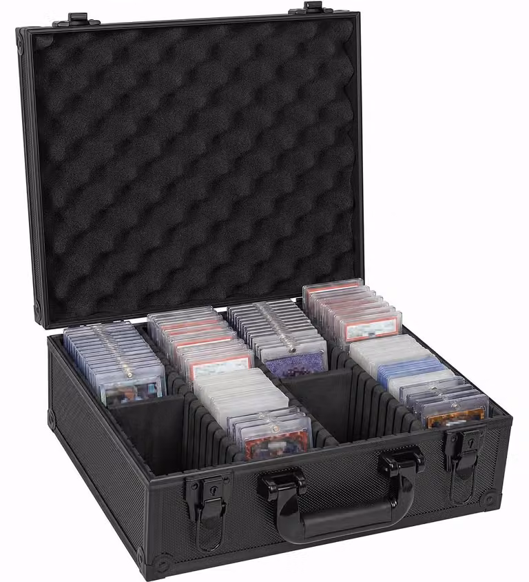 Contenitore di stoccaggio per toploader con 7 scomparti, adatto per più di 600 carte