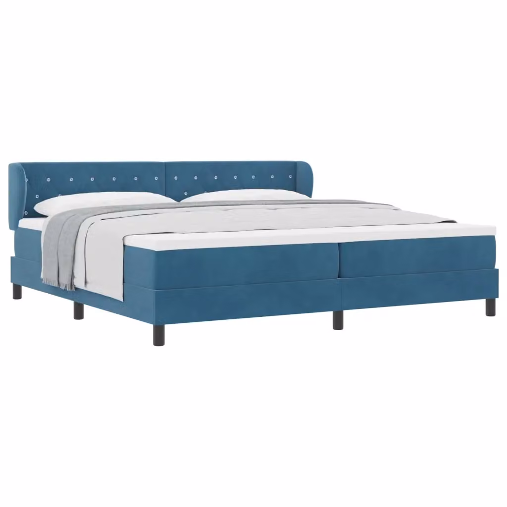 Letto a molle con materasso vidaXL in velluto blu, L/P/H: 200 x 200 x 88 cm – 2
