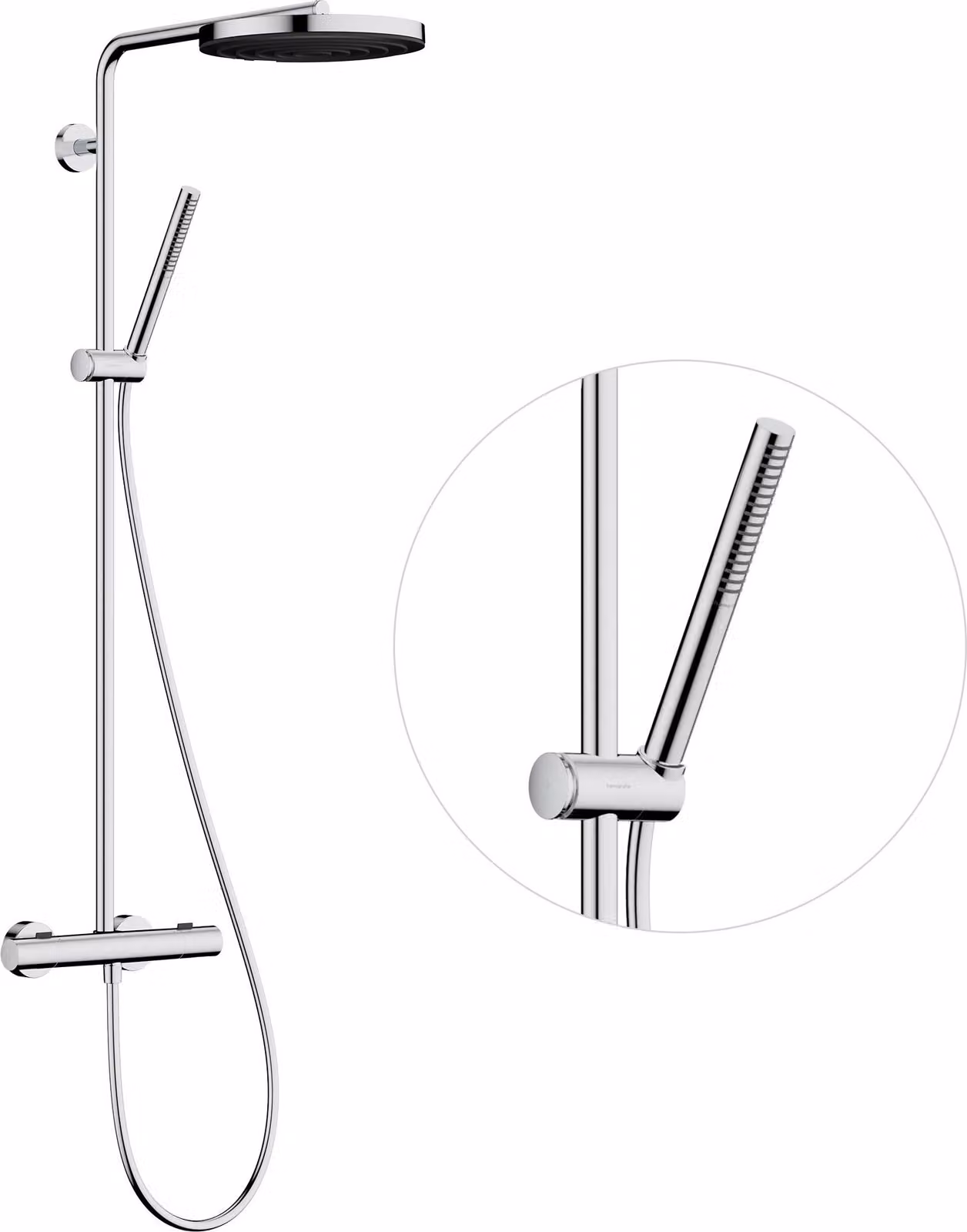 hansgrohe Pulsify S PURO Système de douche 260, 1jet, Ecostat Fine, douchette à main 1jet, 24222000, 24222000