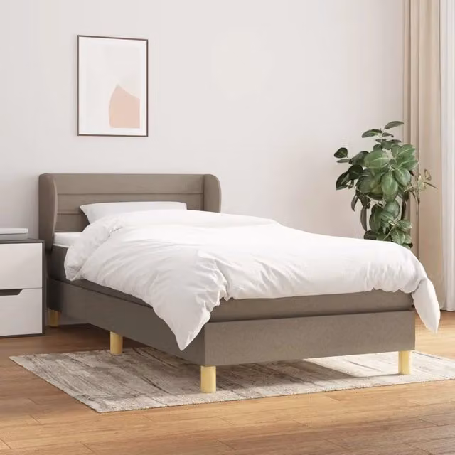 Letto Ibrido vidaXL con Giroletto a Molle e Materasso in Tessuto Beige e Bianco L/P/H: 80 x 200 cm