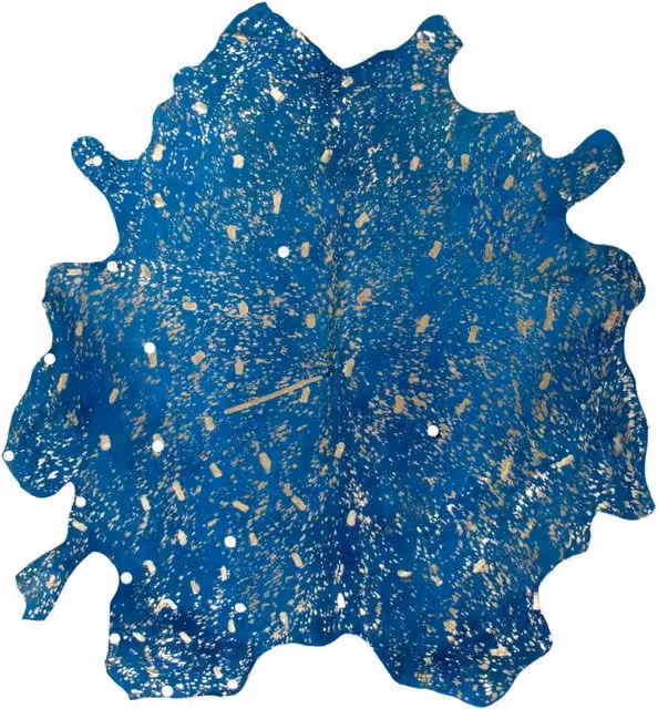 Tappeto in vera pelle bovina Glam 400 Blu e Oro