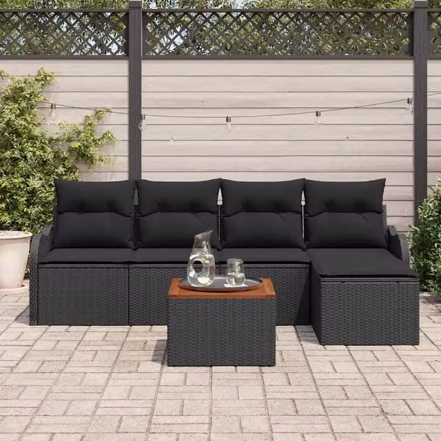 Set Divano da Giardino 6 pz Nero polyrattan 3356112