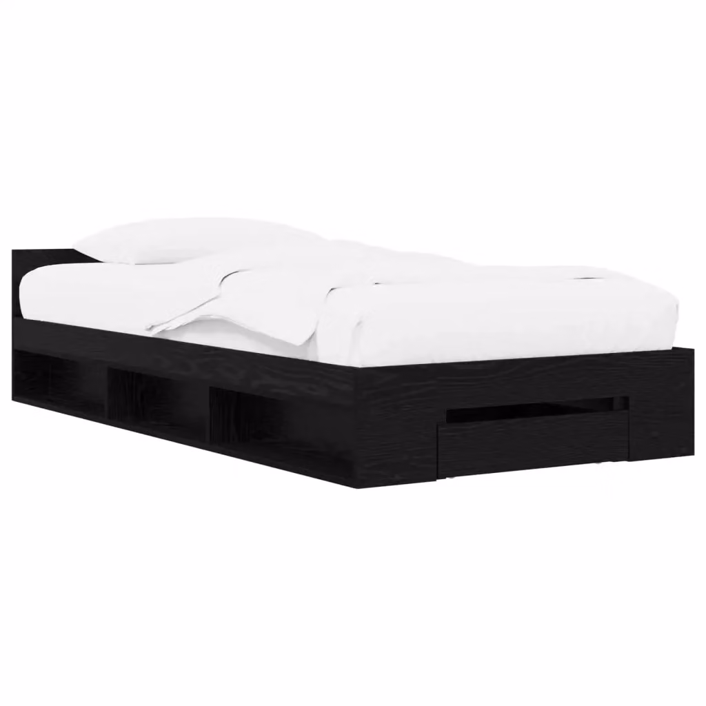 Telaio letto con contenitore vidaXL in legno nero L 80 x P 200 cm H 45 cm – 2