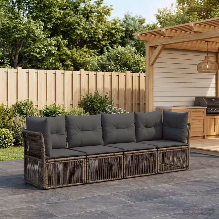 Maison Exclusive - Set da giardino composto da 4 pezzi, divano in rattan sintetico, colore grigio