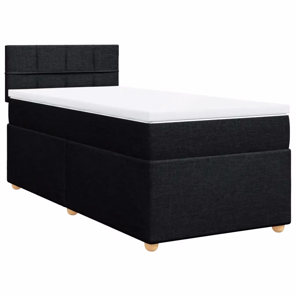 Letto Singolo Ibrido con Materasso a Molle vidaXL in Tessuto Nero e Bianco L/P: 90 x 190 cm – 2