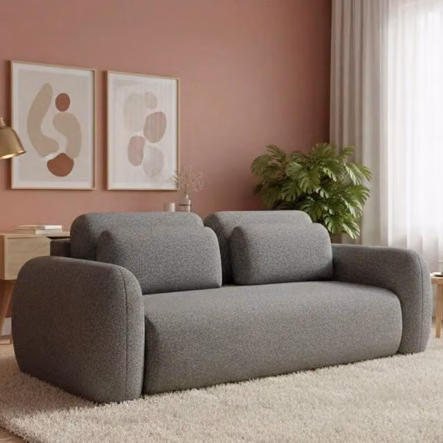 Sessame Divano Letto 3 Posti con Contenitore Grigio DMORA L: 266 cm – 1