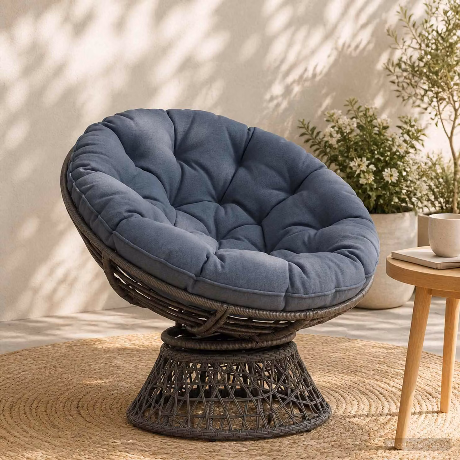 Cuscino per sedia appesa vidaXL VIANEN blu in poliestere con rivestimento rimovibile e resistente ai raggi UV