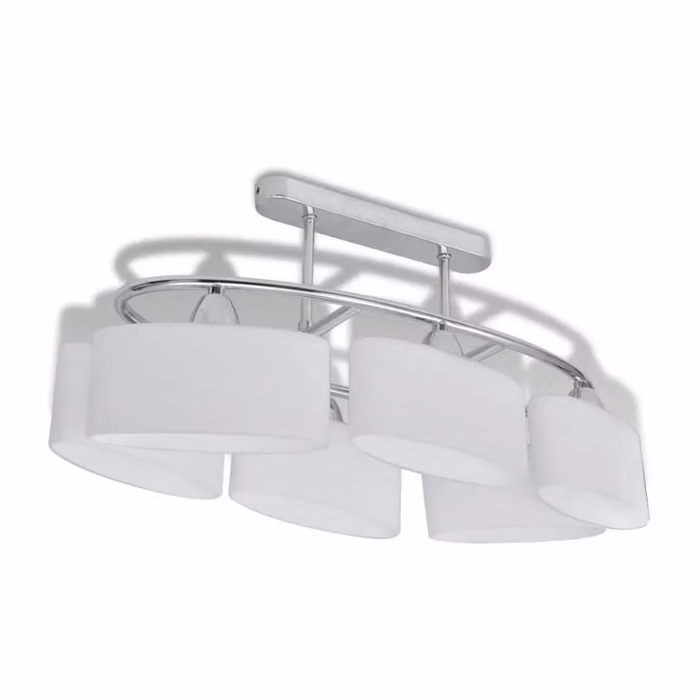 Lampada da soffitto con paralumi ellittici in vetro, versatile, luce soffusa, per 6 lampadine E14