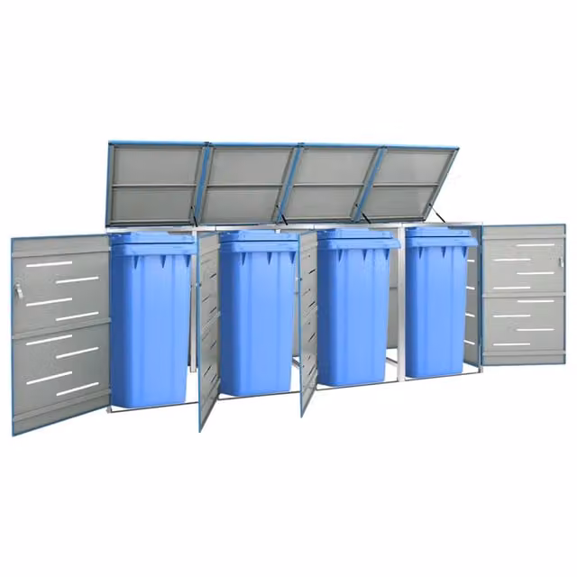 Copribidone per spazzatura singolo vidaXL in acciaio inox e acciaio zincato, colore antracite o grigio, H: 115 cm, L: 69 cm, P: 77,5 cm