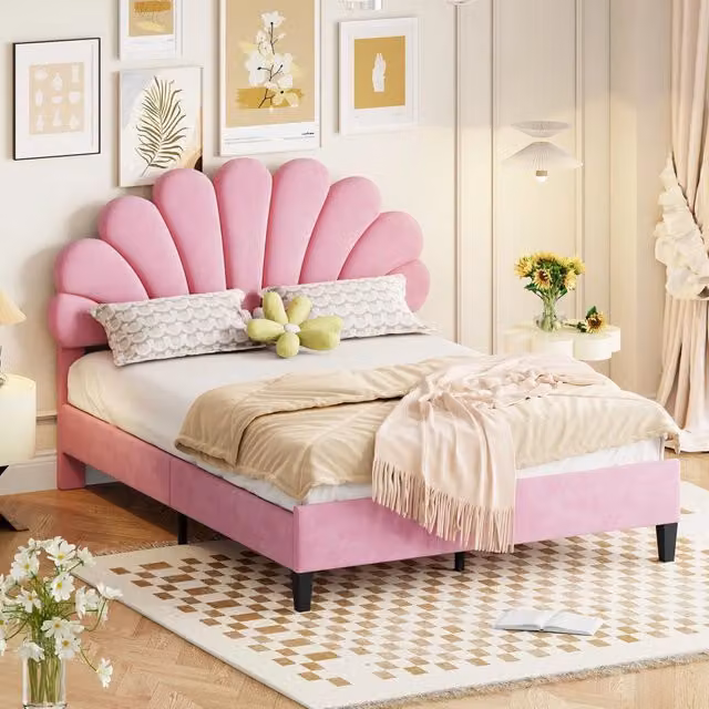letto imbottito velluto rosa 140 x 200 cm