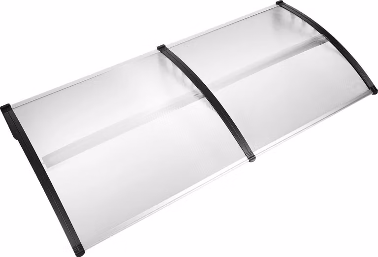 Tettoia per porta, resistente alle intemperie, design moderno ad arco, nero trasparente