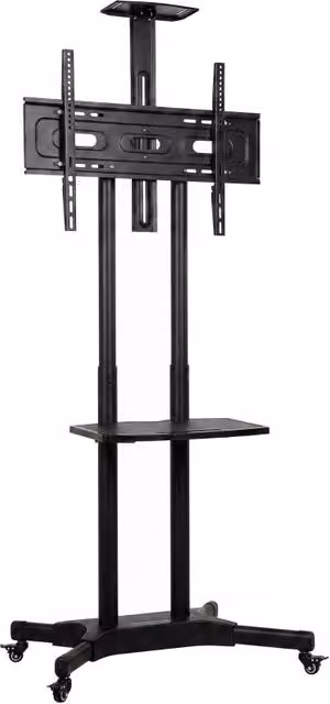 Supporto TV rotante per televisori 32-75 pollici, regolabile in altezza con 2 ripiani, metallo, max VESA 400x600mm