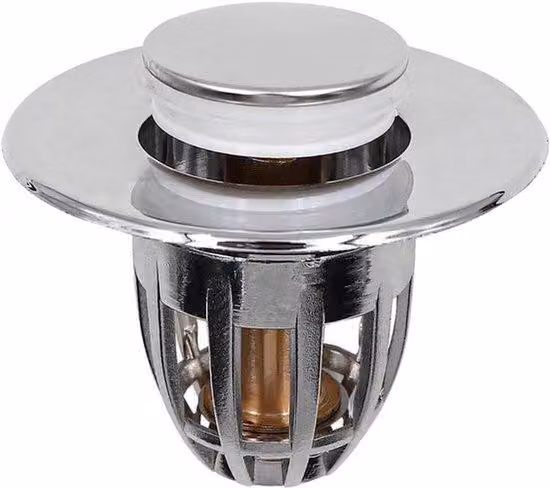 Sifone universale per lavandini, WC e scarichi – Tappi per lavandini – Sifone – Ricambio – Bagno – Cucina – Acciaio inossidabile – Meccanismo a spinta – Tappo per lavandino – Adatto per – Argento.