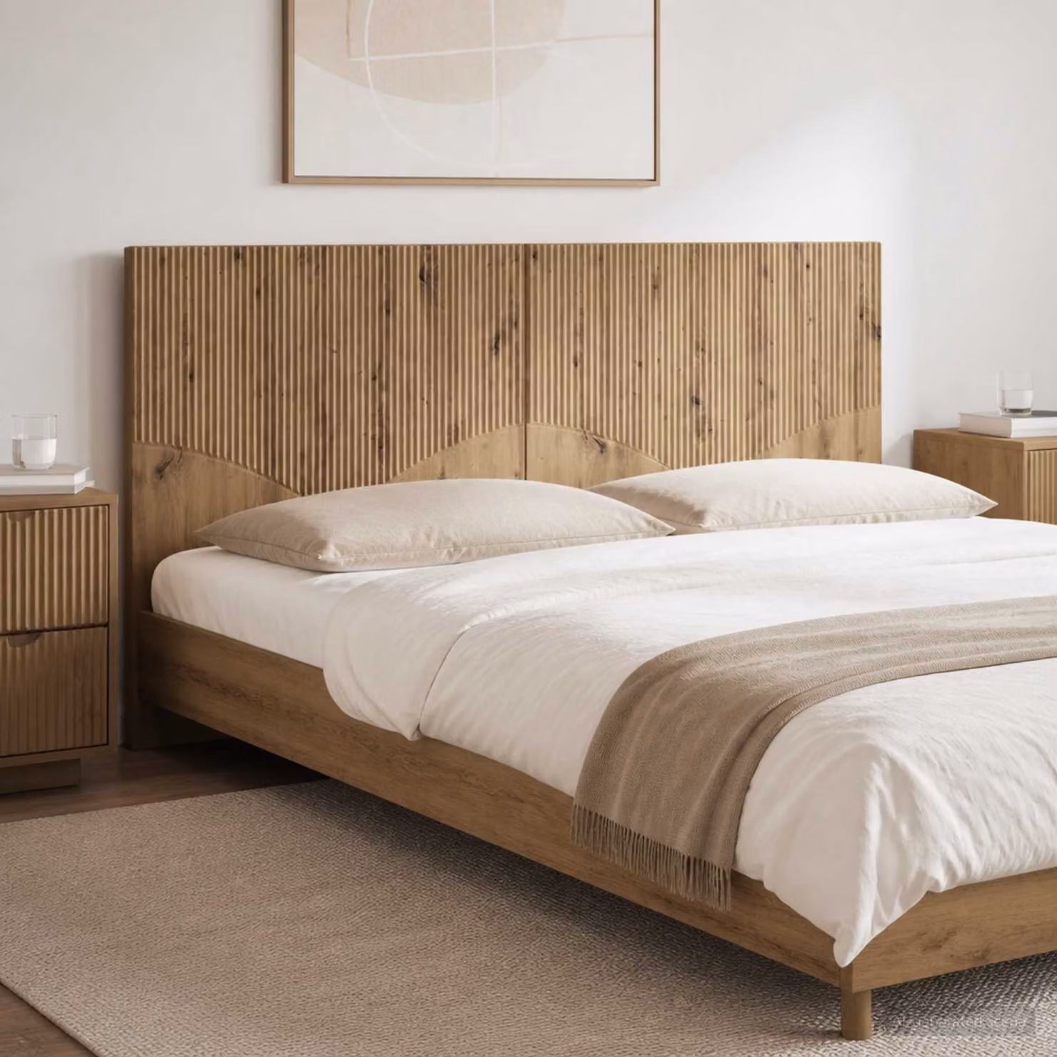 Testiera da muro vidaXL HOORN in legno ingegnerizzato marrone con mensola integrata L: 180 cm, H: 50 cm, P: 15,56 cm