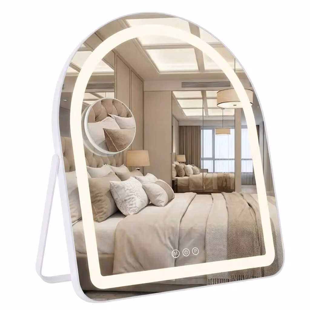 Specchio da tavolo Rea Glam White con luce LED dimmerabile e touch switch, L 40 cm x H 45 cm – 2