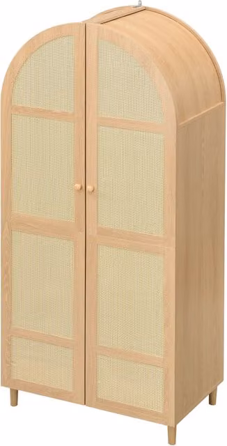 Armadio moderno con ante a battente e cassetti interni per camera da letto o ingresso, colore beige, L: 80 cm, P: 50 cm, H: 179 cm
