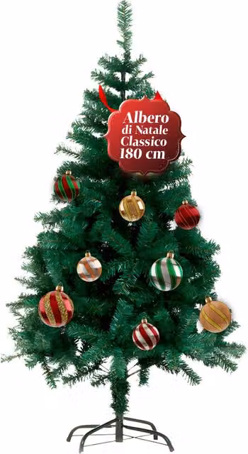 Albero di Natale Classico Saint Joy Verde con Rami Folti e Struttura Autoportante