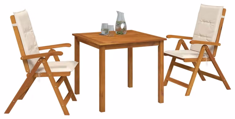 Set da giardino in legno massello di acacia, composto da tre elementi