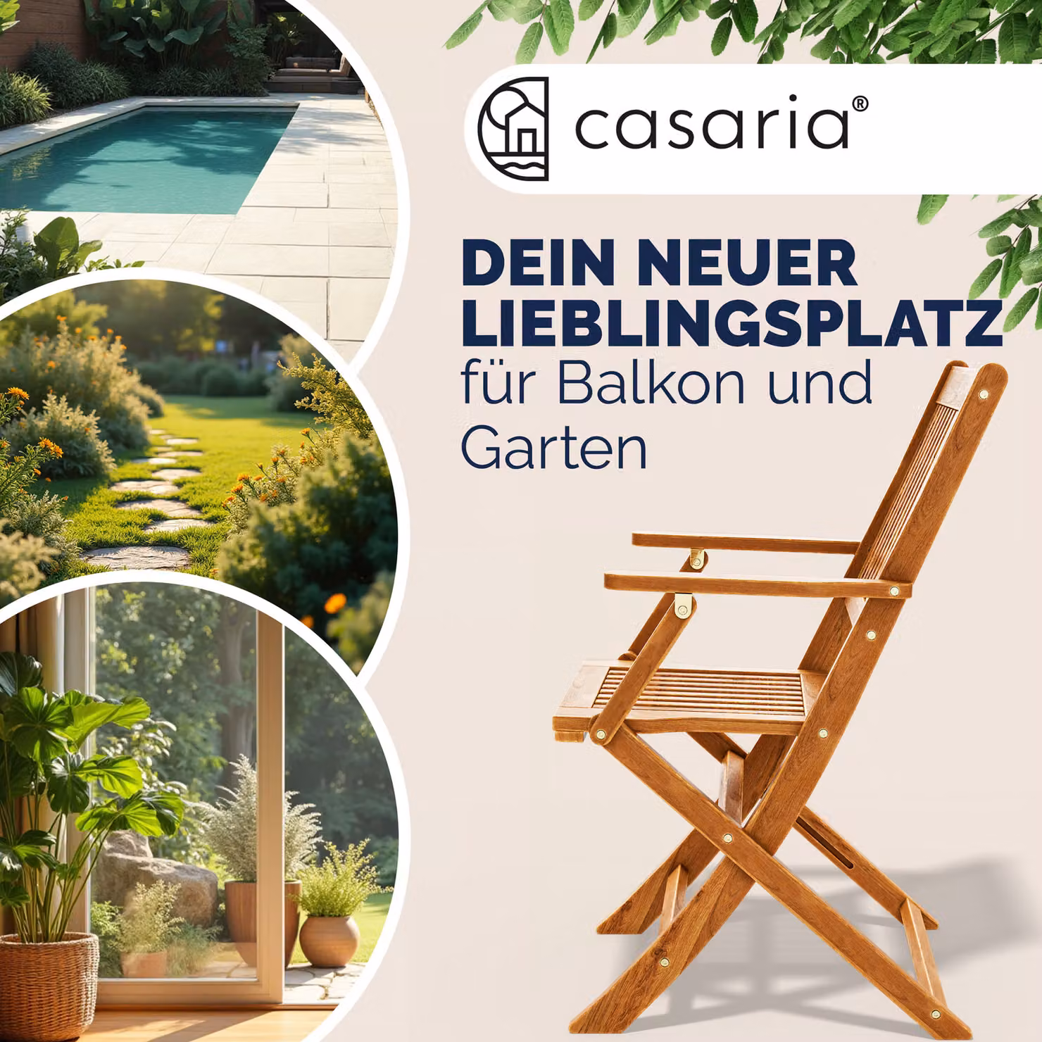 Set di 4 sedie da giardino Sydney Casaria in legno di acacia certificato FSC color marrone oliato – 2