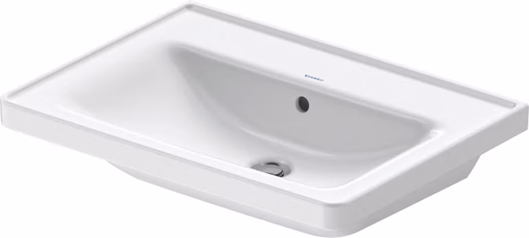 Duravit D-Neo lavabo, 650x480mm, sans trou pour robinet, avec trop-plein, blanc brillant, 2367650060, 2367650060
