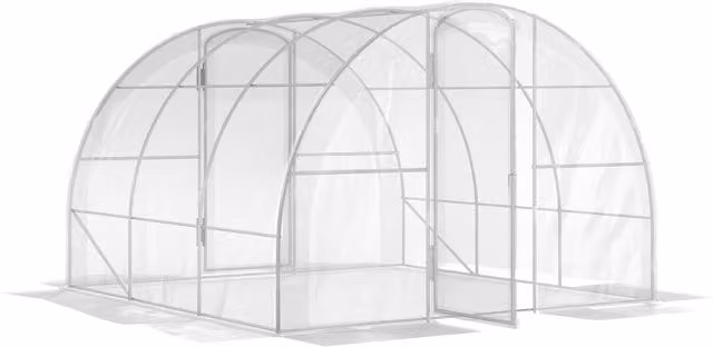 Outsunny Serra da giardino a tunnel trasparente con porta a cerniere, L/P/H: 300 x 300 x 200 cm