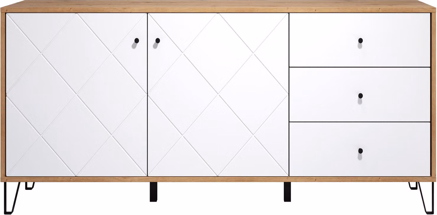 Calicosy - Buffet 2 porte e 3 cassetti decoro quercia artigianale L183 cm - Touch