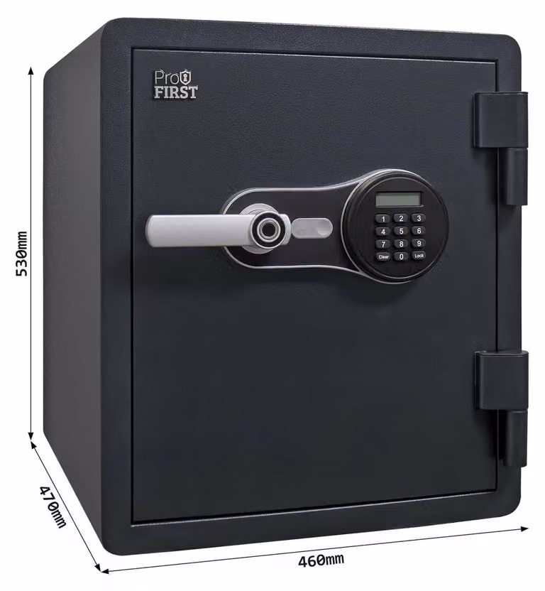 Cassaforte ignifuga con serratura elettronica - Capacità: 40 litri - Acciaio legato - Colore: nero - Modello da pavimento - Cassaforte per documenti