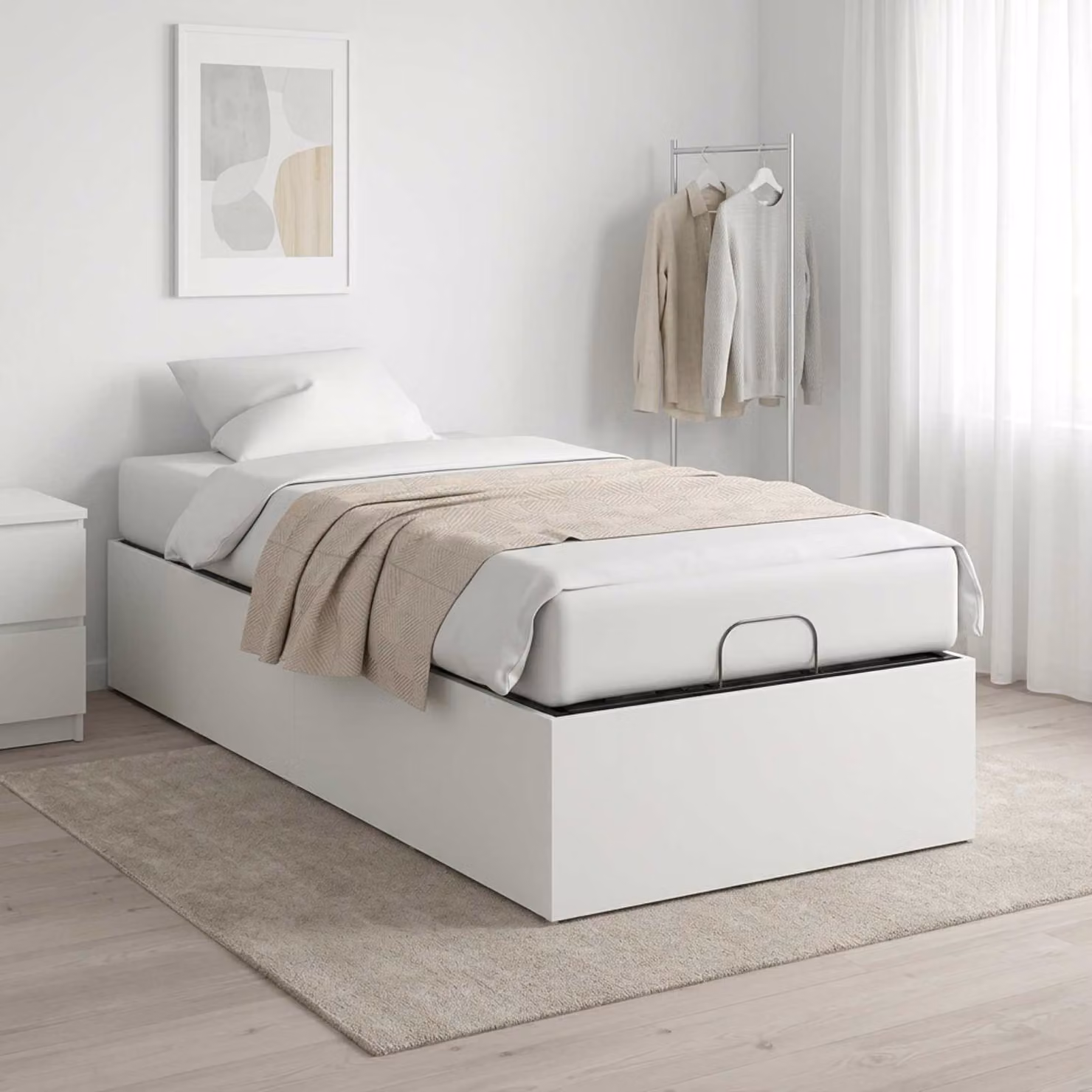 vidaXL Giroletto per rete letto regolabile in legno bianco L/P: 100 x 200 cm