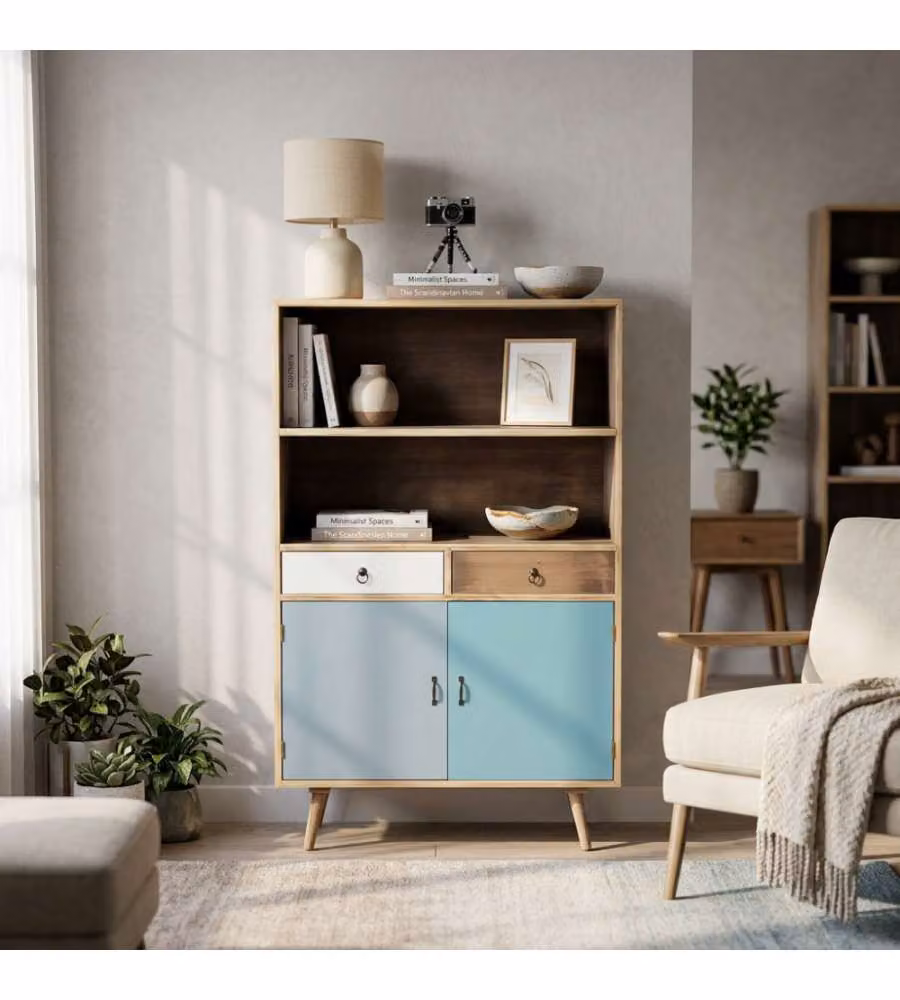 Cosma Mobiletto Barrie 2 Ante 2 Cassetti Marrone Chiaro 80x35x140