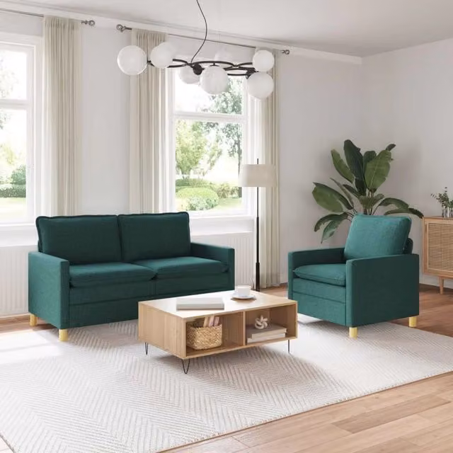 Set di divani 2 pz Verde Scuro Tessuto 3417063