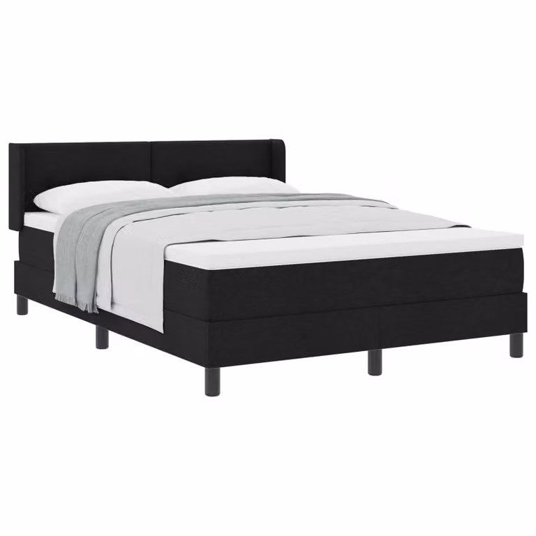 Letto a molle con testiera vidaXL in tessuto nero L: 140 cm, P: 200 cm, H: 280 cm