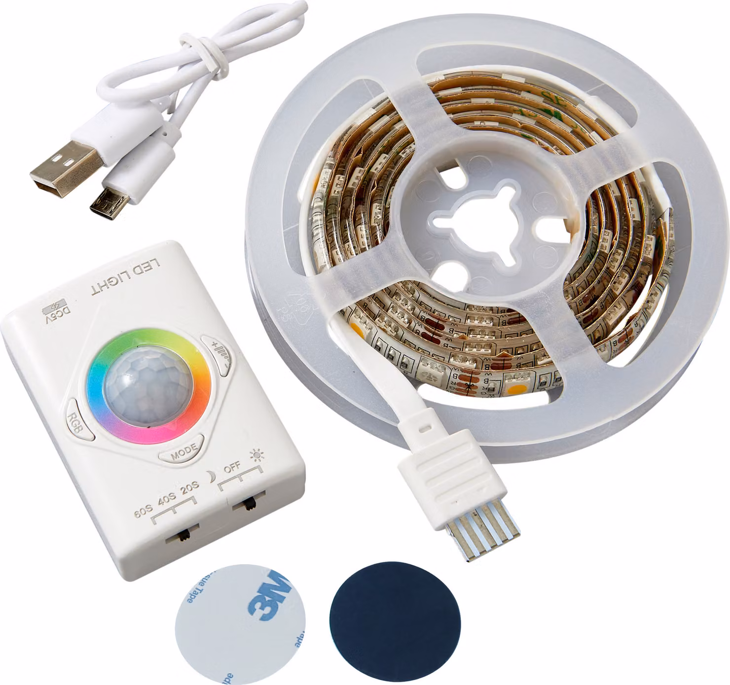 Striscia LED ricaricabile cambia colore 100cm rilevatore di movimento luce armadio interno 1100mAh RGB