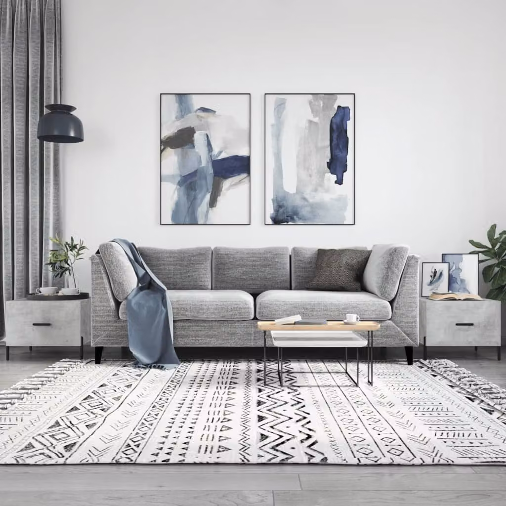 Set di 2 tavolini da salotto vidaXL in stile moderno, colore grigio cemento, con piano in legno multistrato e struttura in metallo, L/P/H: 50 x 50 x 40 cm