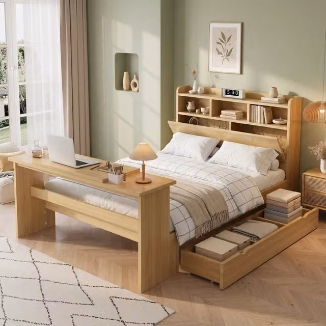 letto singolo legno naturale 140 x 200 cm