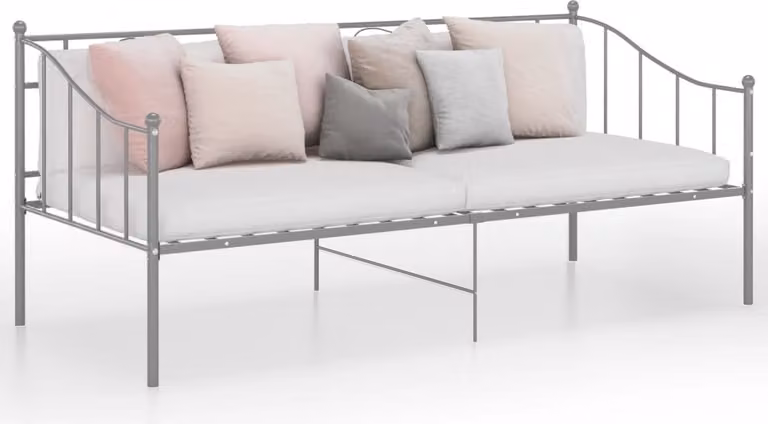 The Living Store Divano letto Grigio Struttura letto in metallo 90x200 cm