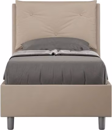 Letto imbottito Singolo 80x200 cm Appia - Similpelle,Senza rete,Tortora