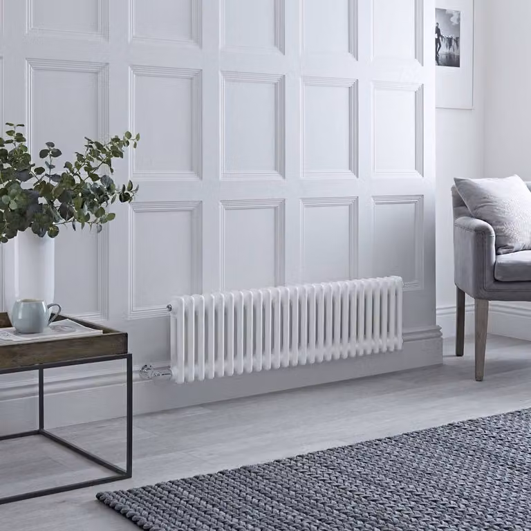 Radiatore Elettrico di Design HudsonReed Bianco a 2 Colonne con Tecnologia WiFi L 119 cm x H 30 cm