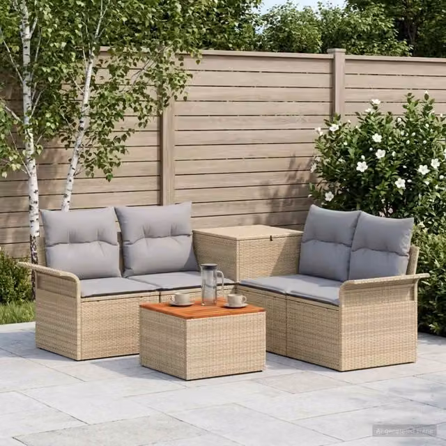 Set di divani 6 pz 4 posto Beige e Grigio Chiaro 3447093