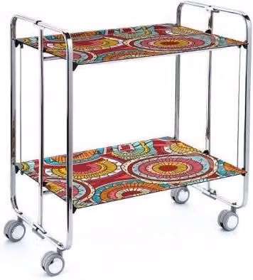 Carrello da cucina pieghevole cromato con ruote BAUHAUS 2 ripiani