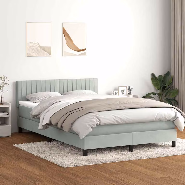 Maison Exclusive - Letto a Molle con Materasso e LED Grigio Chiaro 160x210cm Velluto