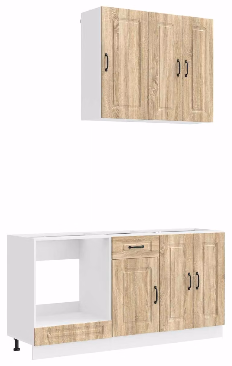 Set da cucina KALMAR, 5 pezzi, realizzato in materiale composito effetto legno Sonoma