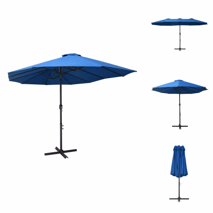 vidaXL Ombrellone con palo in alluminio 460x270 cm blu - Ombrelloni e tende da sole