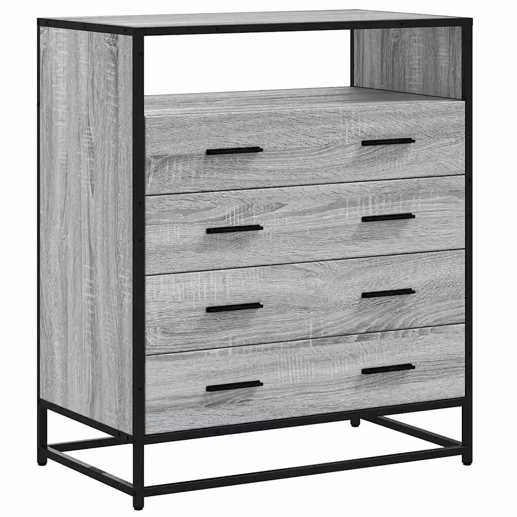 Cassettiera Industrial in Legno e Metallo Grigio vidaXL L: 70 cm, P: 41 cm, H: 83,5 cm – 2