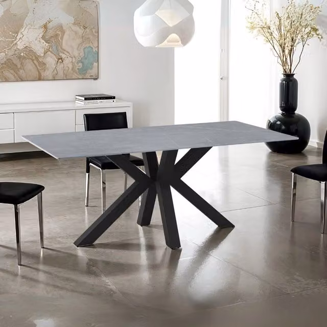 Tavolo Germany piano ceramica effetto marmo grigio opaco 180x90 cm.