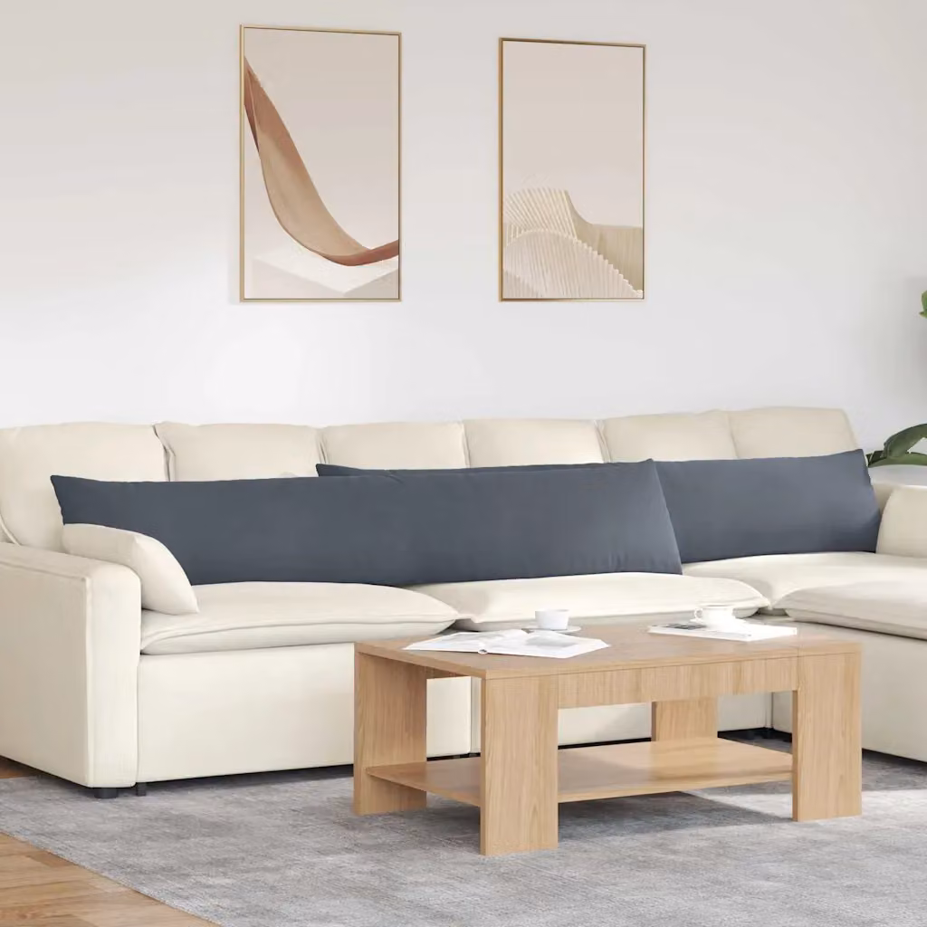 Set di 2 cuscini da divano vidaXL in velluto a coste grigio, L 200 cm x P 40 cm