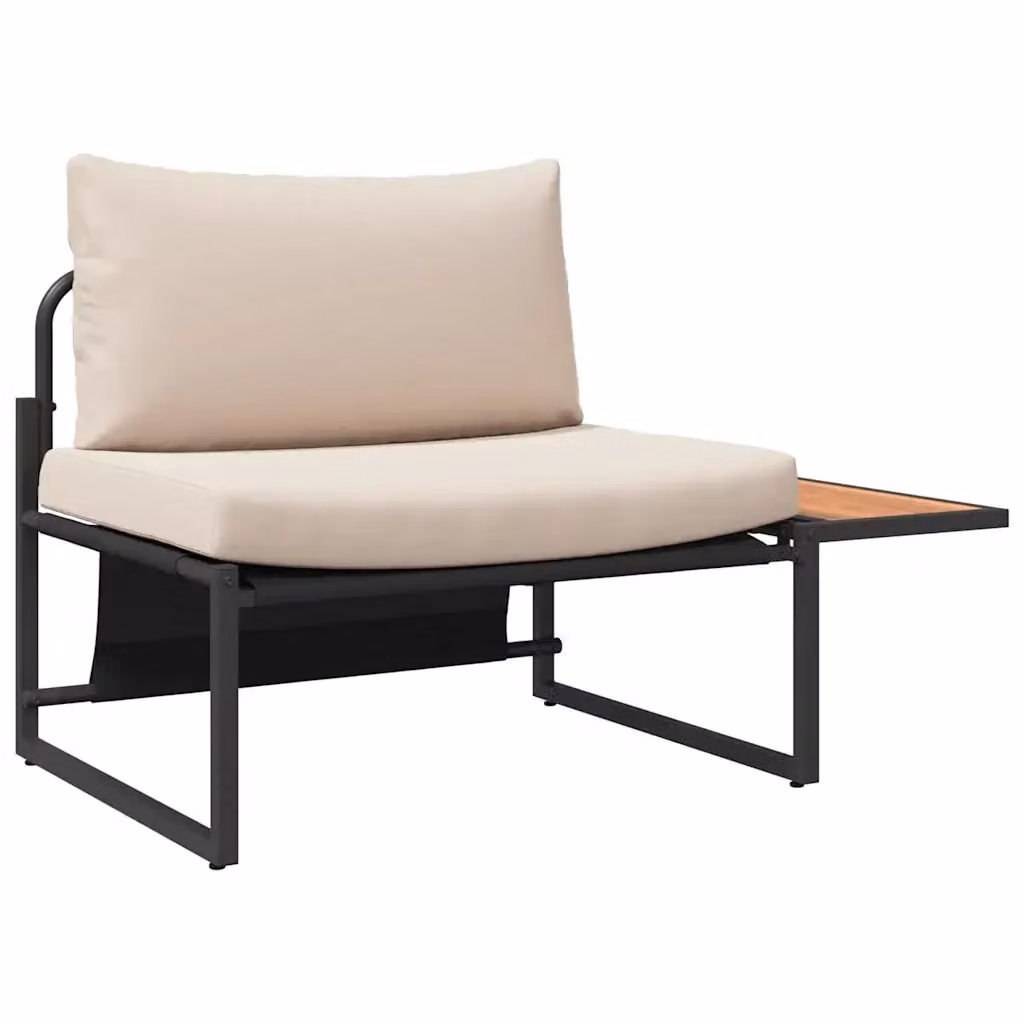 Set da giardino Outsunny composto da divano a 2 posti e tavolino con struttura in acciaio verniciato e cuscini beige e marrone – 2