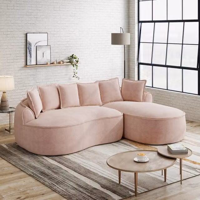 Divano modulare 252.0x164.0x67.0 cm senza montaggio in ciniglia rosa