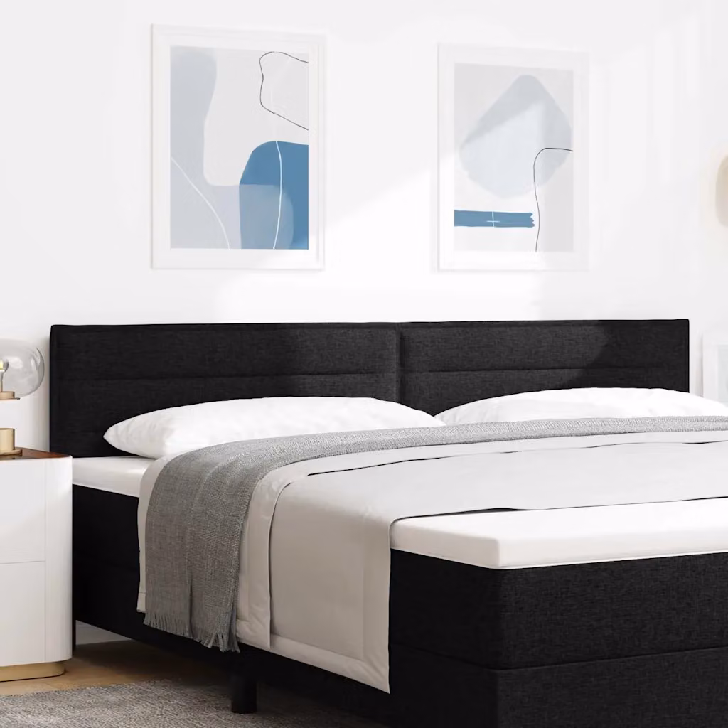 Testiera per letto moderna vidaXL in tessuto nero con struttura in legno e pannello imbottito