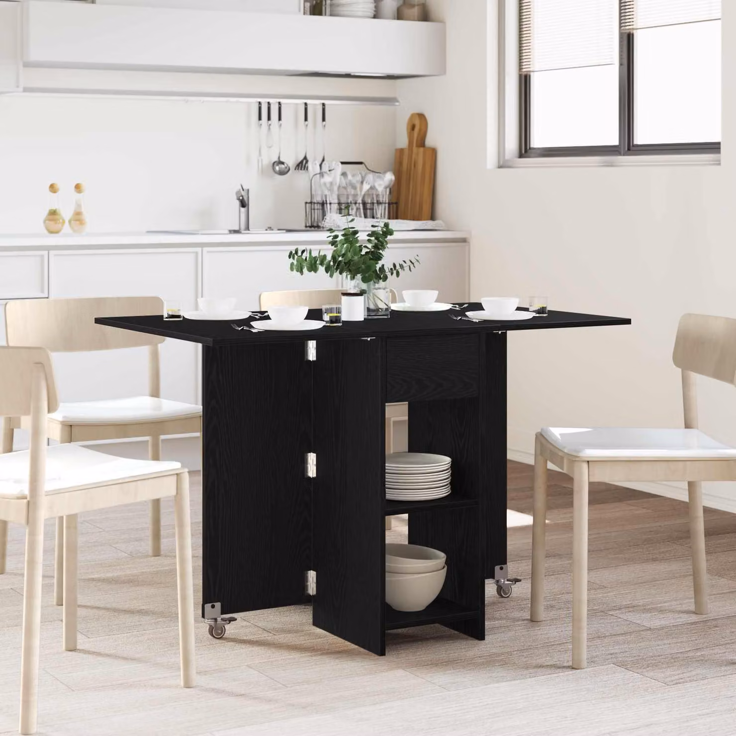 Maison Exclusive - Tavolo da pranzo, dimensioni 115 x 70 x 75 cm, realizzato in materiale composito di legno, finitura noce nero